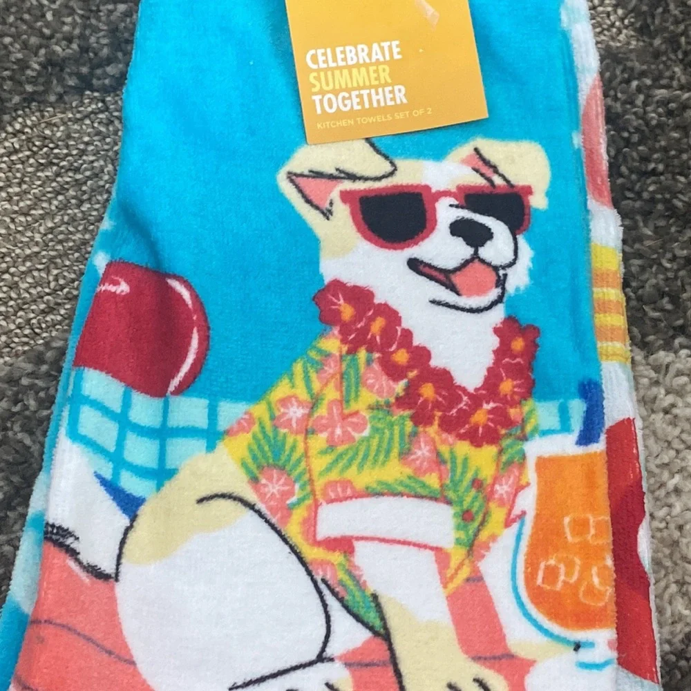 New Kohl's Celebrate Together Summer Dog Kitchen Towels 2-Pack